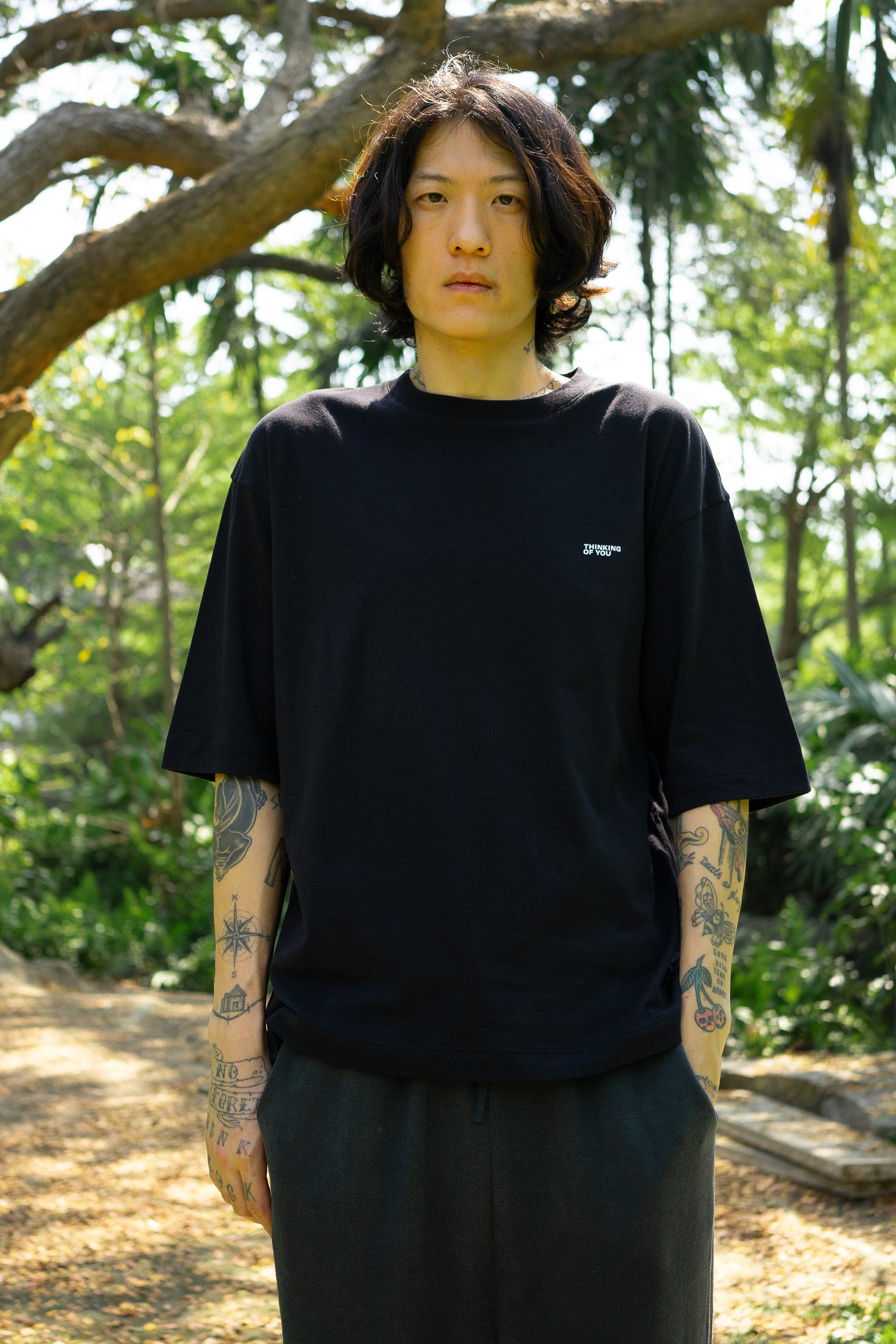 Oversized Short-Sleeve Graphic T-Shirt 'Logo Print' - REBORN COTTON Material (OE Recycled Cotton)