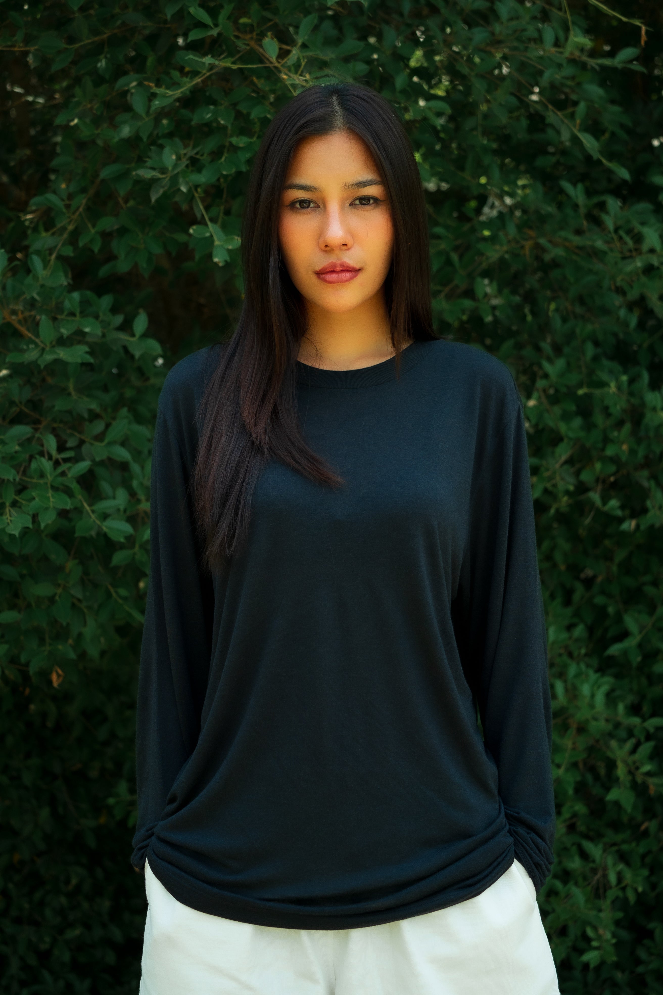 Luxe Long Sleeve Tee - Washable SILK & RAYON Material